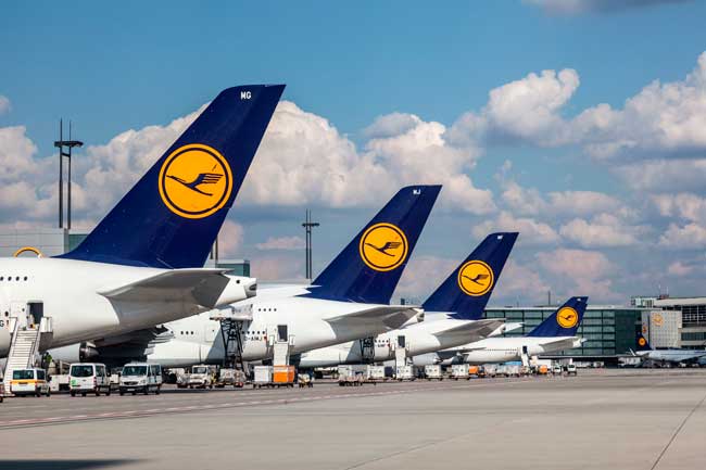 Frankfurt Airport is the main hub of Lufthansa.